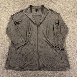 Eileen Fisher Jacket Womens Large Gray‎ Lyocell Jersey Full Zip Collared Minimal